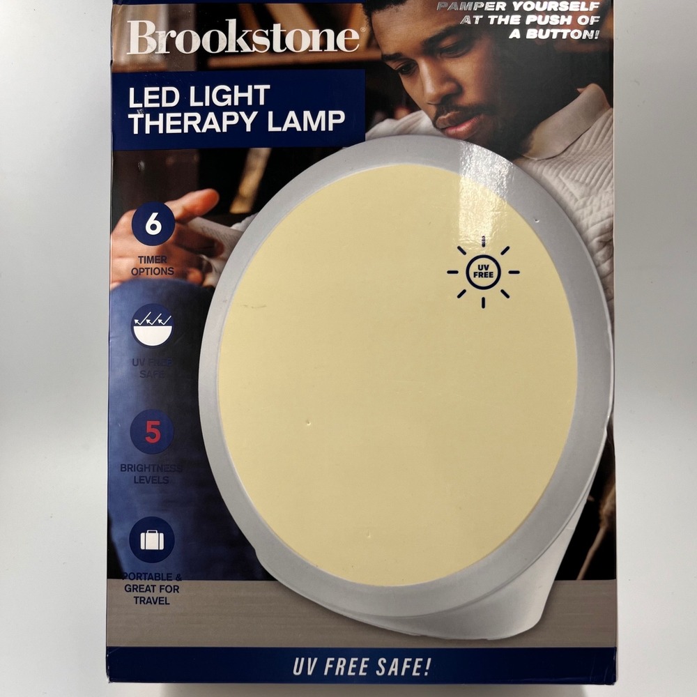 Brookstone LED‎ Light Therapy Lamp UV Free Safe Portable 5 Brightness Levels